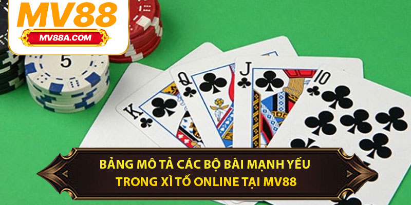 Bảng mô tả các bộ bài mạnh yếu trong xì tố online tại MV88
